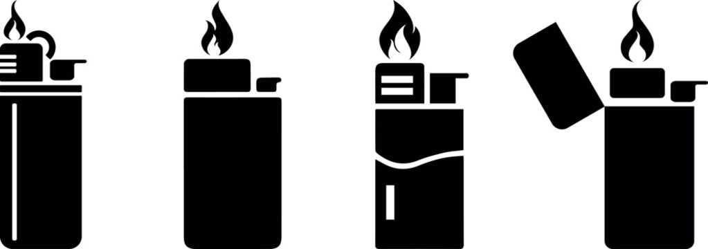 Lighter icon flat vector illustration. Vintage lighter icon. Gasoline lighter icon representing pocket lighter ignition flame spark and fuel fire. Vintage lighter icon. Vector illustration.