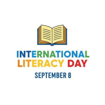International literacy day september 8 with open book icon