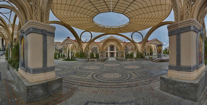 Sevastopol, Russia. October 07, 2024. The unusual architecture of the New Chersonesos Museum and temple complex is a continuation of the ancient Tauric Chersonesos Museum-Reserve.