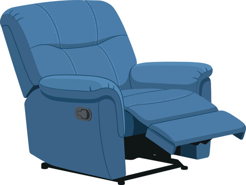 Blue recliner armchair with extended footrest living room modern furniture fabric furniture reclining chair comfort chair relaxation home recliner armchair