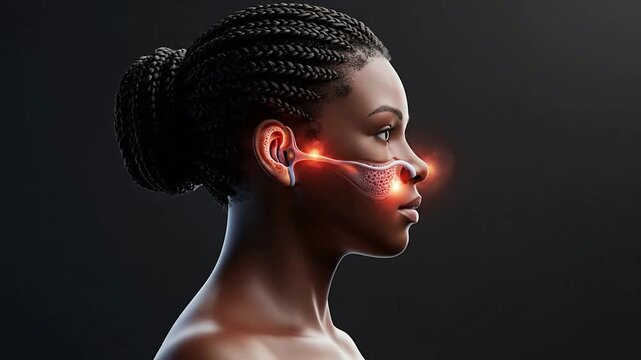 Detailed CGI Illustration of Human Head Anatomy Showing ENT Infection Overview in Medical Context