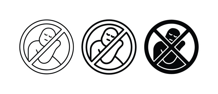 No Trespassing Icons, Forbidden Symbol, Restricted Area Signs, Silhouette Person Prohibited, Vector Graphics