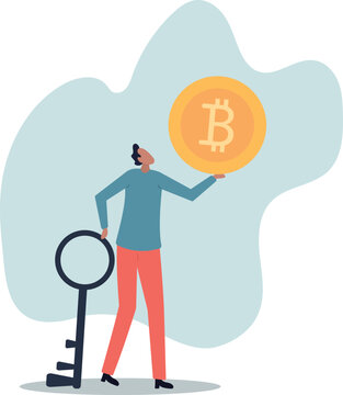 Private key or hardware wallet to store cryptocurrency or Bitcoin, security password or safety protection for crypto currency . human life and situation.