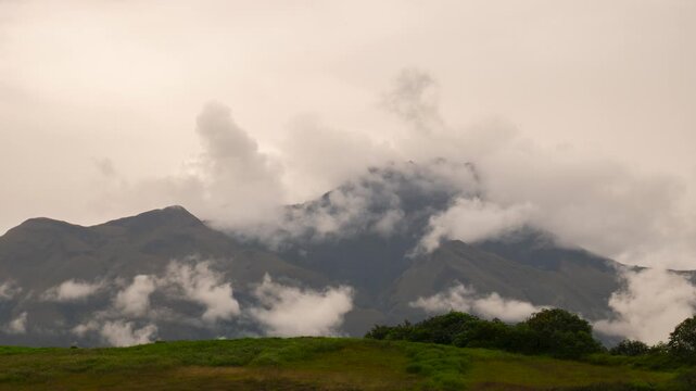Time lapse of clouds forming over Imbabura Volcano, viewed from near Ibarra, Ecuador