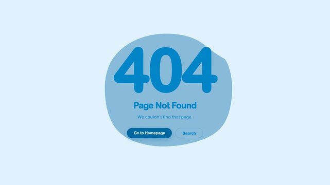 Animated 404 Page Not Found Error Message Background or Web Template to Demonstrate Website Issues