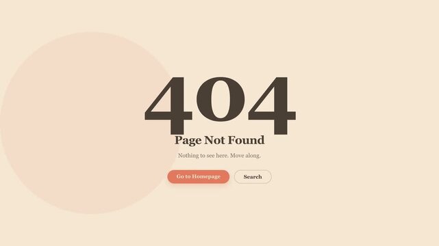 404 Page Not Found with Go to Homepage and Search Buttons for Web Design Display