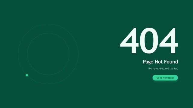 Animated Error Page Displaying 404 Page Not Found with Homepage Button for Website Design