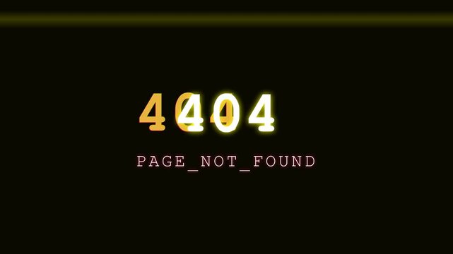 Animated 404 Page Not Found Text Glitch Effect for Website Error Backgrounds