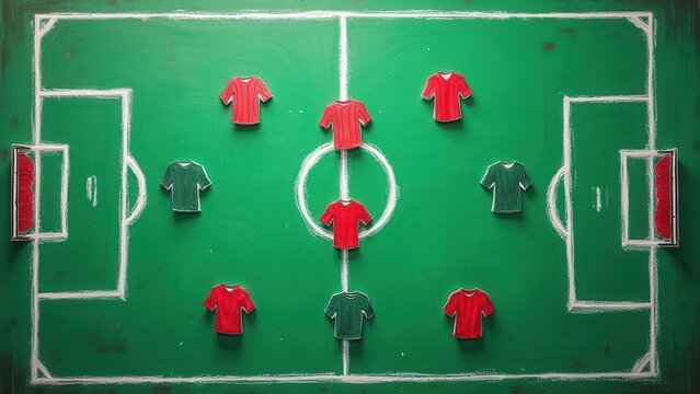 soccer tactics formation drawn on football board strategy background
