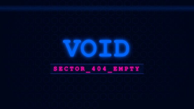 Abstract Error Message Void Sector 404 Empty Animation for Technology Concepts and Digital Issues