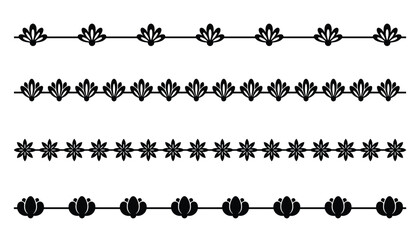 Fototapeta premium Vector set of decorative floral borders, vector dividers with stylized flowers and leaves for page decoration, invitations, and stationery