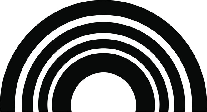 Black and white rainbow arch with seven bands illustration
