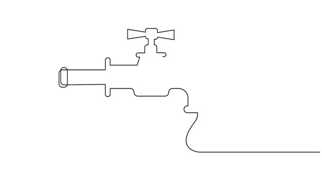 Water tap dripping drop continuous single line art minimal 4K animation design