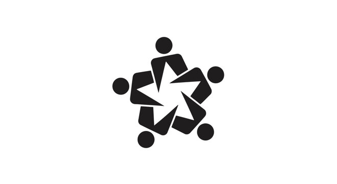 A stylized logo of people joining hands in unity and cooperation.