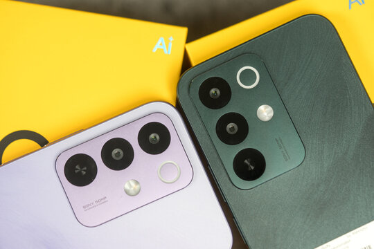 Bangkok, Thailand - May 6, 2026 : Close up of Realme C85 5G. A camera with SONY 50MP. Ai Main Camera