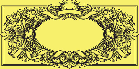 Vintage golden and black floral ornament frame design with elegant retro decorative border ©  sTuDiO Banner 