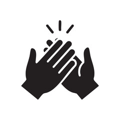 Obraz premium Minimalist Black Silhouette Vector Icon Depicting Two Hands Clapping Together Symbolizing Success Celebration Achievement Gratitude Support Recognition And Positive