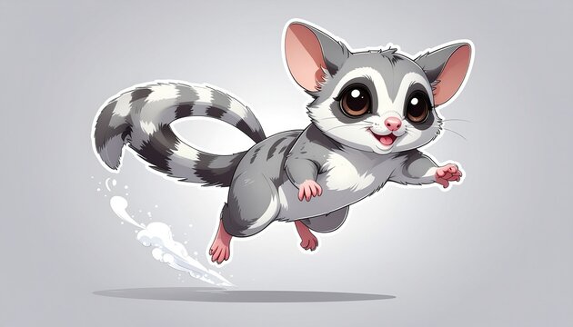 Karakter sugar glider gaya anime original melompat kecil