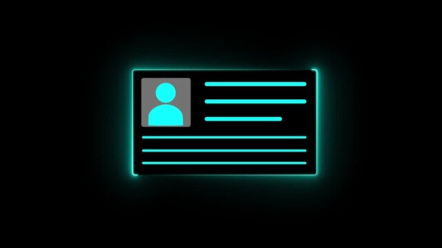 Identity document icon.Smart Identity card icon animation.personal information iconMotion graphic 4k animation video.