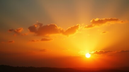 Fototapeta premium golden sunset sky with sun and clouds summer evening golden hour nature background