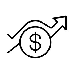 Dollar coin symbol with rising trend arrow representing currency value appreciation and investment. © tonniee