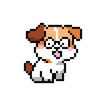 Cute illustration pixel art character dog sticker