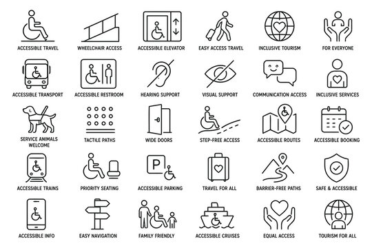 Set of inclusive accessibility icons for disability awareness campaign