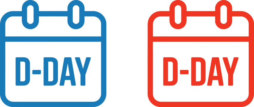 Dday calendar vector icon set for military history commemoration and annual remembrance.