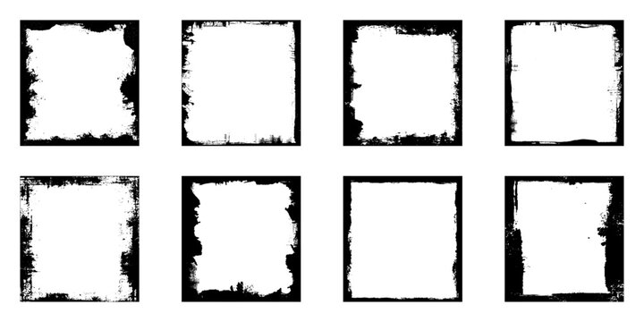 8 Vintage Grunge Edge Frames vector illustration. This collection seamlessly blends the raw energy of grunge with classic framing elements, offering a unique aesthetic for your creative endeavors.