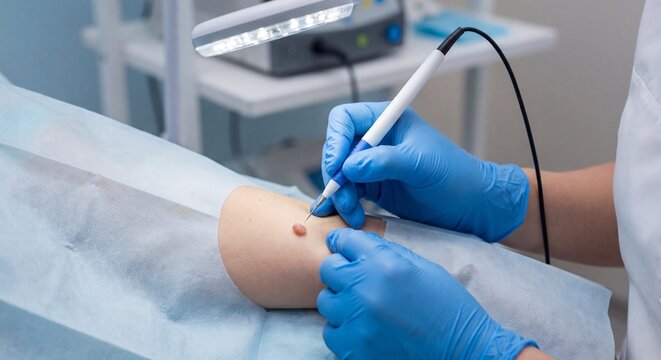 Radiofrequency Ablation (RFA) of skin lesion, possibly papilloma, Hyfrecation  treatment