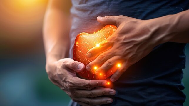 Cirrhosis liver disease 3D medical illustration, human liver anatomy with scar tissue and organ damage, chronic hepatic failure concept, alcoholic hepatitis, fibrosis, digestive organ disorder, 