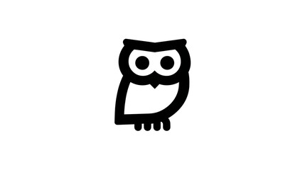 Obraz premium Minimalist black owl silhouette with large eyes isolated on a plain white background
