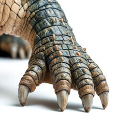 Fototapeta premium Close-up of an alligator's foot and scaly texture with semi aquatic, alligator