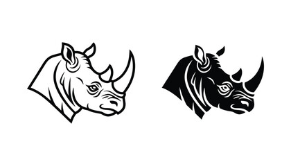 Rhino head side profile mascot logo vector illustration © Quantum