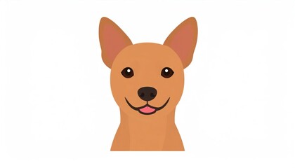 Obraz premium Cute Brown Cartoon Dog Face Smiling on White Background