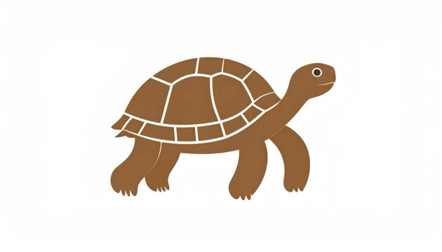 Cute Brown Turtle Illustration Standing on White Background