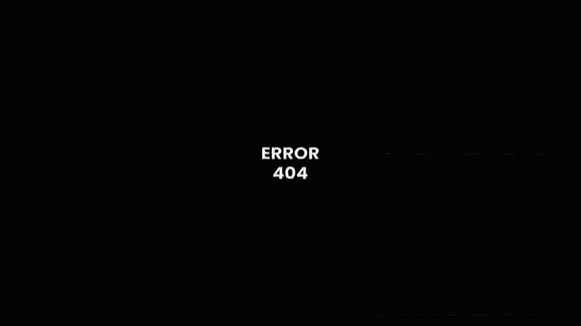 Minimalist glitchy animation of 404 error text on black background. 4k stock