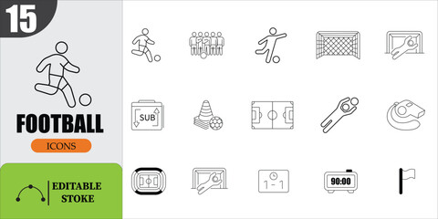 Naklejka premium Collection of soccer game elements and icons