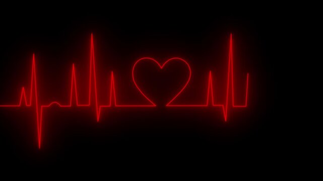 Glowing ECG heartbeat line animation on dark background, ideal for medical, health monitoring and technology concepts.