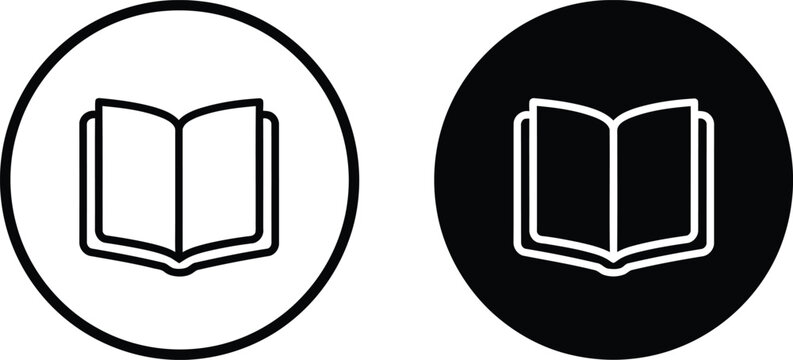Open book education icon set in flat linear and solid black style