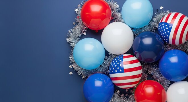 Patriotic balloons celebrating independence day with american flag decorations