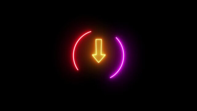 Futuristic neon circular loading & download animation representing digital processing, system loading, and modern UI progress indicator concept.