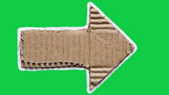 Cardboard Arrow Pointer Animation Motion Graphic With Brown Cardboard Texture For Directional Guidance In Modern Video Projects Advertising Content.