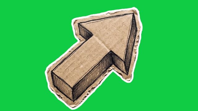 Cardboard Arrow Pointer Animation Motion Graphic With Brown Cardboard Texture For Directional Guidance In Modern Video Projects Advertising Content.