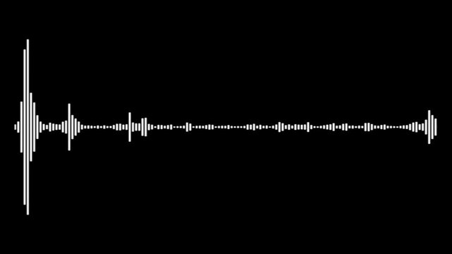 Audio visualizer animation with smooth waveform motion, white lines on black background for music content
