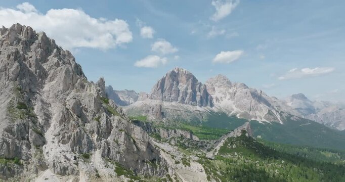 Aerial of Tofana di Rozes in the Italian Dolomites