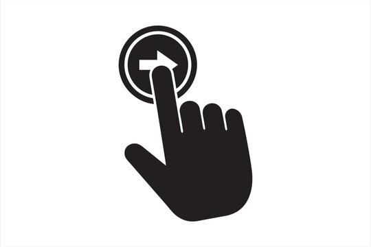 Black Finger and arrow Web Click Pointer  and Silhouette Icon