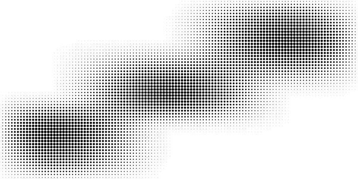 Pixelated bitmap gradient texture. Black and white dither pattern background. Abstract glitchy pattern. Wide raster backdrop.