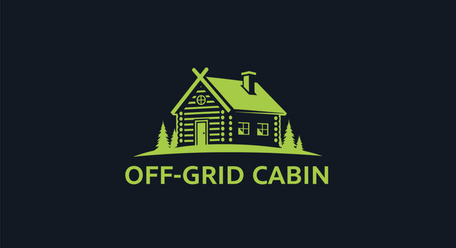 Off Grid Cabin Logo Design Illustration.