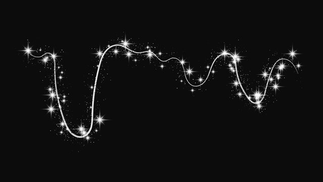 Silver glittering confetti wave and stardust
